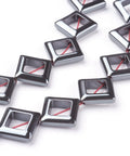 Hematite , Square, Black Size: about 14mm wide, 14mm long, hole: 1mm; (HB5007) Non-Magnetic Synthetic Hematite Bead , Square, Black Size: 