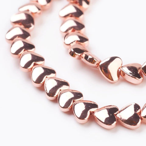 (HH5017) Hematite , Heart, Rose Gold Plated 6mm (10 PCS) Electroplate Non-magnetic Synthetic Hematite, Grade AAA, Heart, Rose Gold Plated Size: 6MM