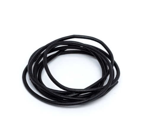 HIGH GRADE LEATHER CORD 1M 2MM BLACK ROUNDED COWHIDE (1 MET) (182002) LEATHER CORD 1M 2MM BLACK ROUNDED COWHIDE