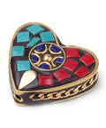 (IB5231) Handmade Indonesia Beads, with Brass Findings, Heart, Golden, 31MM Handmade Indonesia Beads, with Brass Findings, Heart, Golden, Colorful Size: about 28mm long, 31.5mm wide, 9mm thick, hole: 2mm.