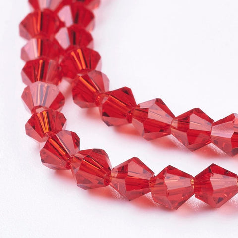 Imitation Austrian Crystal 5301 Bicone  Faceted  Red  4mm Imitation Austrian Crystal 5301 Bicone  Faceted  Red  4mm