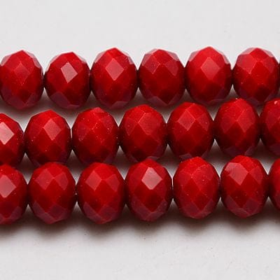 Imitation Jade Glass Bead Strands, Faceted, Dyed, Abacus, Crimson 10MM Imitation Jade Glass Bead Strands, Faceted, Dyed, Abacus, Crimson Size: about 10mm diameter, 8mm thick, hole: 1mm; about 66pcs/strand, 21.2".