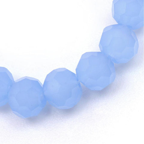 CORNFLOWER BLUE Imitation Jade Glass Bead Strands, Faceted Round, 4~5mm Imitation Jade Glass Bead Strands, Faceted Round, 4~5mm