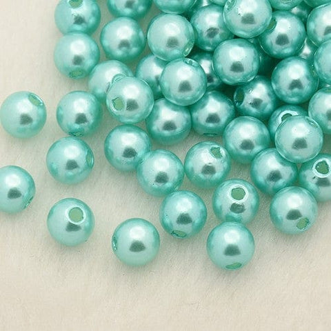 AQUAMARINE Imitation Pearl Acrylic Beads, Dyed, Round, 4mm Imitation Pearl Acrylic Beads, Dyed, Round, 4mm