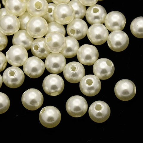 CREAMY WHITE Imitation Pearl Acrylic Beads, Dyed, Round, 4mm Imitation Pearl Acrylic Beads, Dyed, Round, 4mm