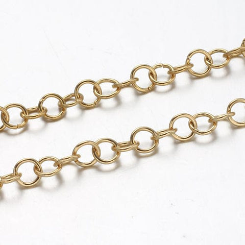 Ion Plated 304 Stainless Steel Rolo Chains Golden, 5mm Ion Plated 304 Stainless Steel Rolo Chains Golden, 5mm
