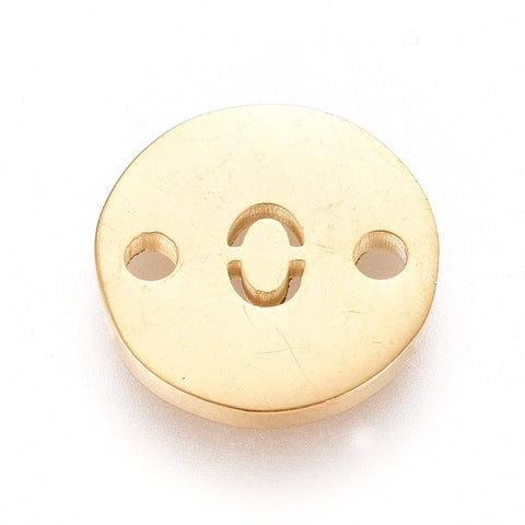 0 Ion Plated Numbers 304 Stainless Steel Links, Flat Round, Golden,10mm Ion Plated Numbers 304 Stainless Steel Links, Flat Round, Golden,10mm