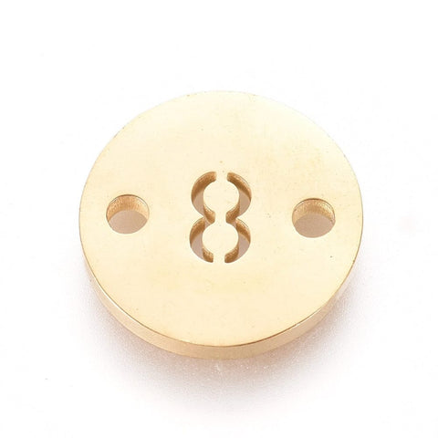8 Ion Plated Numbers 304 Stainless Steel Links, Flat Round, Golden,10mm Ion Plated Numbers 304 Stainless Steel Links, Flat Round, Golden,10mm