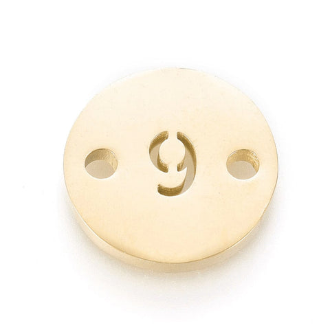 9 Ion Plated Numbers 304 Stainless Steel Links, Flat Round, Golden,10mm Ion Plated Numbers 304 Stainless Steel Links, Flat Round, Golden,10mm
