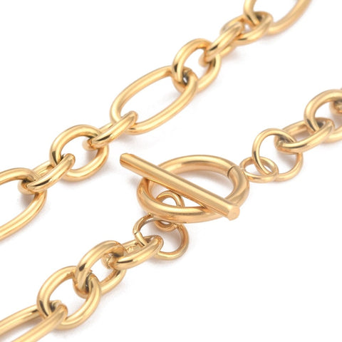 Ion Plating 304 Stainless Steel Figaro Chain Necklaces Golden, 52.3cm Ion Plating 304 Stainless Steel Figaro Chain Necklaces Golden, 52.3cm