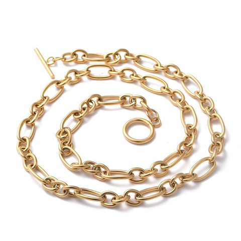 Ion Plating 304 Stainless Steel Figaro Chain Necklaces Golden, 52.3cm Ion Plating 304 Stainless Steel Figaro Chain Necklaces Golden, 52.3cm