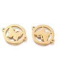 Ion Plating (IP) 304 Stainless Steel Link with Butterfly, Golden 19.5mm Ion Plating (IP) 304 Stainless Steel Link with Butterfly, Golden 19.5mm