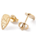 Ion Plating (IP) 304 Stainless Steel Stud Earrings Textured Teardrop, Golden Ion Plating (IP) 304 Stainless Steel Stud Earrings Textured Teardrop, Golden