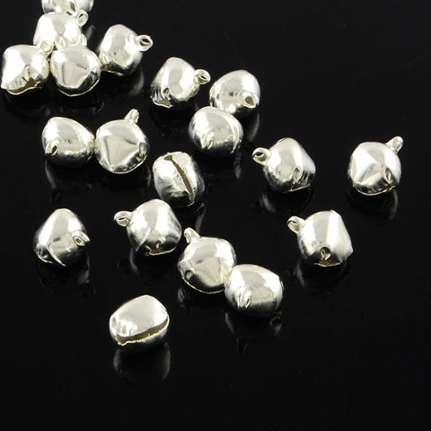 (JR3964) Iron Bell Charms, Silver Size: about 14mm long Iron Bell Charms, Silver Size: about 14mm long, 11.5mm wide, 10mm thick, hole: 2mm.