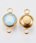 SKYBLUE K9 Glass Links Connectors, Faceted,  Golden, 17.5mm K9 Glass Links Connectors, Faceted,  Golden, 17.5mm