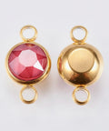 RED K9 Glass Links Connectors, Faceted,  Golden, 17.5mm K9 Glass Links Connectors, Faceted,  Golden, 17.5mm