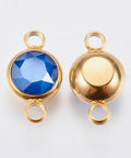 ROYAL BLUE K9 Glass Links Connectors, Faceted,  Golden, 17.5mm K9 Glass Links Connectors, Faceted,  Golden, 17.5mm