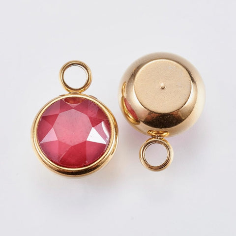 RED K9 Glass Pendants, about 10mm K9 Glass Pendants, with 304 Stainless Steel Findings, Faceted, Flat Round, Golden, Violet Size: about 10mm wide, 13.5mm long, 6mm thick, hole: 2.5mm.