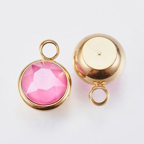 HOTPINK K9 Glass Pendants, about 10mm K9 Glass Pendants, with 304 Stainless Steel Findings, Faceted, Flat Round, Golden, Violet Size: about 10mm wide, 13.5mm long, 6mm thick, hole: 2.5mm.