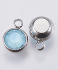 SKY BLUE K9 Glass Pendants, with 304 Stainless Steel, 10mm wide K9 Glass Pendants, with 304 Stainless Steel, 10mm wide