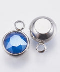 ROYAL BLUE K9 Glass Pendants, with 304 Stainless Steel, 10mm wide K9 Glass Pendants, with 304 Stainless Steel, 10mm wide