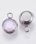 VIOLET K9 Glass Pendants, with 304 Stainless Steel, 10mm wide K9 Glass Pendants, with 304 Stainless Steel, 10mm wide