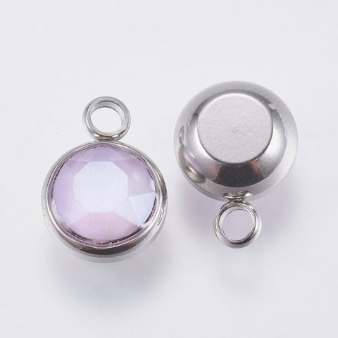 VIOLET K9 Glass Pendants, with 304 Stainless Steel, 10mm wide K9 Glass Pendants, with 304 Stainless Steel, 10mm wide