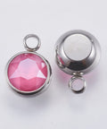 HOT PINK K9 Glass Pendants, with 304 Stainless Steel, 10mm wide K9 Glass Pendants, with 304 Stainless Steel, 10mm wide