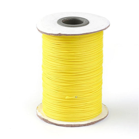 YELLOW Korean Waxed Polyester Cord, 1mm Korean Waxed Polyester Cord, Yellow Size: about 1.0mm thick; about 93yards/roll.