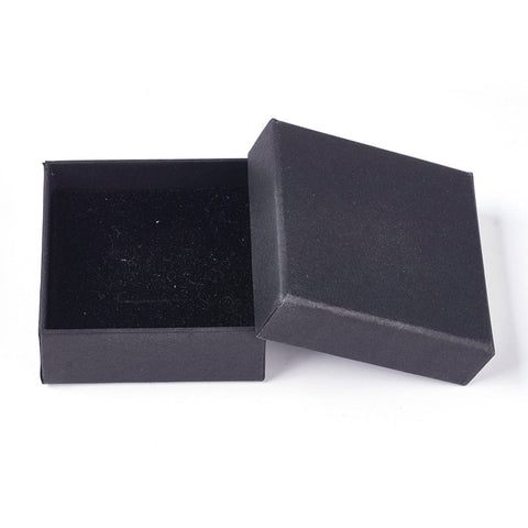 Kraft Paper Cardboard Jewelry Boxes, Ring/Earring Box, Square, Black Kraft Paper Cardboard Jewelry Boxes, Ring/Earring Box, Square, Black
