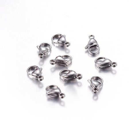 (LB4399) 304 Stainless Steel Lobster Claw Clasps, 9x15mm (12 PCS) (LB4399) 304 Stainless Steel Lobster Claw Clasps, 9x15mm (12 PCS)