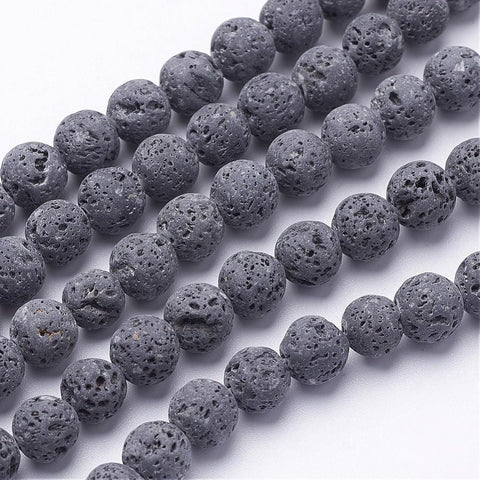 (LB5213) Natural Lava Bead Strands, Round,  Size: about 6mm Natural Lava Bead Strands, Round,  Size: about 6mm in diameter, hole: 1mm, about 62pcs/stand, 15.5".