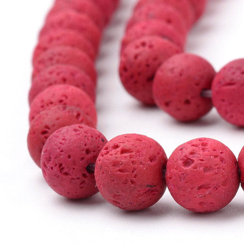 CERISE (LB5863) (LB5863-X) Natural Lava Beads Strands, Dyed, 8~8.5mm (1 STR) Natural Lava Beads Strands, Dyed, Round, Cerise Size: about 8~8.5mm in diameter, hole: 1mm; about 47pcs/strand, 14.96"(38cm)