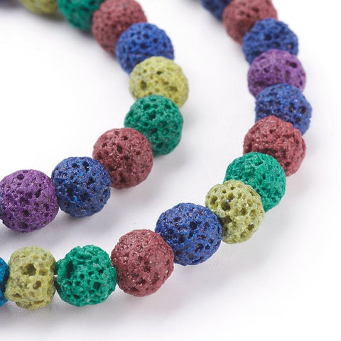 (LB6359A) Natural Lava Beads Strands, Dyed, Round, Colorfult 6mm, hole: 1mm Natural Lava Beads Strands, Dyed, Round, Colorful Size: about 6mm in diameter, hole: 1mm, 66pcs/strand