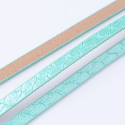 (LC7374-01) TURQUOISE (LC7374-X) Flat Imitation Leather Cords, 5x2mm (1.2m) (LC7374-X) Flat Imitation Leather Cords, 5x2mm (1.2m)