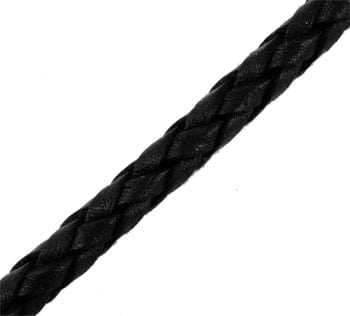 (LE1252) Braided Real Leather Cord, Black  3mm ( 1MTR) (LE1252) Braided Real Leather Cord, Black  3mm ( 1MTR)