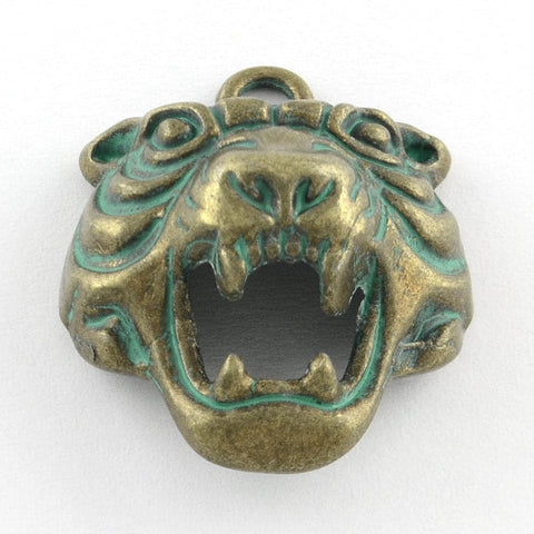 Lion Zinc Alloy Pendants, LION about 31mm Lion Zinc Alloy Pendants, Lead Free & Nickel Free, Antique Bronze Green Size: about 31mm long, 24mm wide, 10mm thick, hole: 3mm.