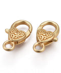 Locsters clasps, Real Gold Plated, Matte Golden Size: about 25.5mm long Tibetan Style Alloy Lobster Claw Clasps, Lead Free & Nickel Free & Cadmium Free, Heart, Real Gold Plated, Matte Golden Size: about 25.5mm long, 14mm wide, 6mm thick, hole: 4mm.