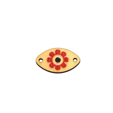 March Wooden Connector Oval with Flower, 25x13mm March Wooden Connector Oval with Flower, 25x13mm