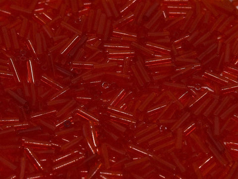 (MB2-0140) MIYUKI BUGLES #2 - 6 X 1,7 MM LIGHT RED  (20 GMS) BUGLES #2 - 6 X 1,7 MM LIGHT RED
