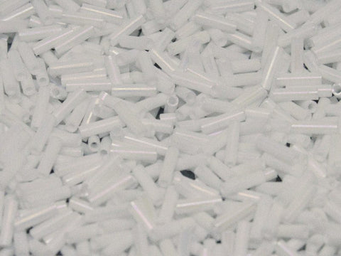 (MB2-0402FR) MIYUKI BUGLES #2 - 6 X 1,7 MM WHITE OPAQUE MATTED AB BUGLES #2 - 6 X 1,7 MM WHITE OPAQUE MATTED AB