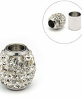 (MC5470) 304 Stainless Steel Magnetic Clasps, with Polymer Clay Rhinestone Beads, Oval, Stainless Steel Color 304 Stainless Steel Magnetic Clasps, with Polymer Clay Rhinestone Beads, Oval, Stainless Steel Color Size: about 16mm wide, 14mm long, hole: 6mm.
