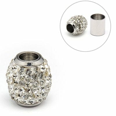 (MC5470) 304 Stainless Steel Magnetic Clasps, with Polymer Clay Rhinestone Beads, Oval, Stainless Steel Color 304 Stainless Steel Magnetic Clasps, with Polymer Clay Rhinestone Beads, Oval, Stainless Steel Color Size: about 16mm wide, 14mm long, hole: 6mm.