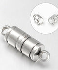 (MC5472) Column 304 Stainless Steel Magnetic Clasps Column 304 Stainless Steel Magnetic Clasps, Stainless Steel Color Size: about 8mm wide, 26mm long, hole: 3mm.