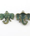 (ME4745) Zinc Alloy Pendant Rhienstone Settings, about 38mm (2 PCS) Zinc Alloy Pendant Rhienstone Settings, Lead Free & Nickel Free, Elephant, Antique Bronze Green Size: about 38mm long, 38mm wide, 6mm thick, hole: 3mm; fit for 1.5mm rhinestone