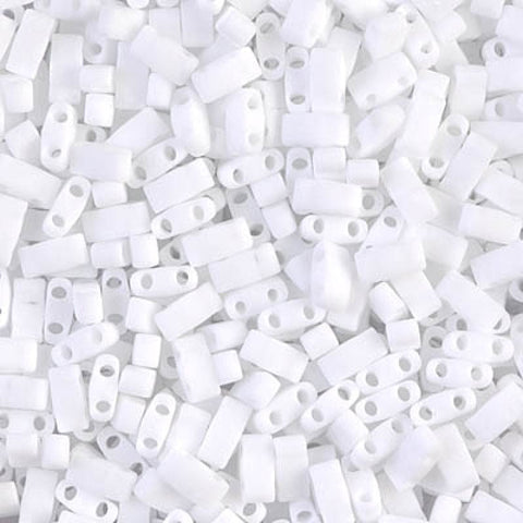 (MHT-0402F) MIYUKI HALF TILA BEADS WHITE OPAQUE MATTED (7.1 GMS) HALF TILA BEADS WHITE OPAQUE MATTED