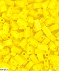 (MHT-0404FR) MIYUKI HALF TILA BEADS OPAQUE YELLOW MATTED AB (7.1 GMS) HALF TILA BEADS OPAQUE YELLOW MATTED AB