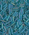 Miyuki Bugles #2 - 6 X 1,7 mm, Matted Transparent Teal AB BUGLES #2 - 6 X 1,7 MM MATTED TRANSP TEAL AB