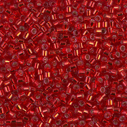 Miyuki Delica 10/0 Dyed Silver Lined Red (5g) DBM0602 DELICA 10/0 DYED SILVER LINED RED