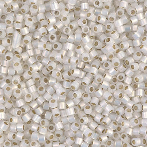 Miyuki Delica 10/0 Gilt Lined White Opal DBM0221 DELICA 10/0 GILT LINED WHITE OPAL